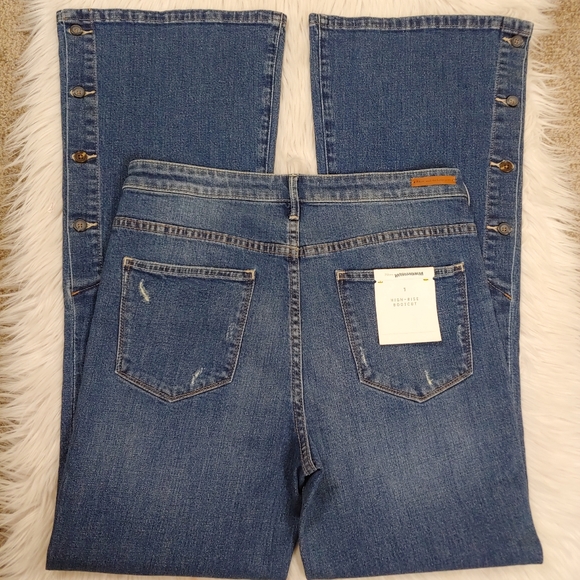 Pilcro Anthropologie high rise Boot cut jeans Retro Flared Buttons Hem size 28 - Picture 6 of 14